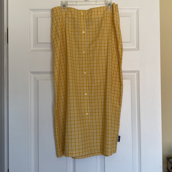 NWT Ragged Priest Kicker’s Yellow plaid Crop Collared Top and Midi Skirt Set - Picture 10 of 12